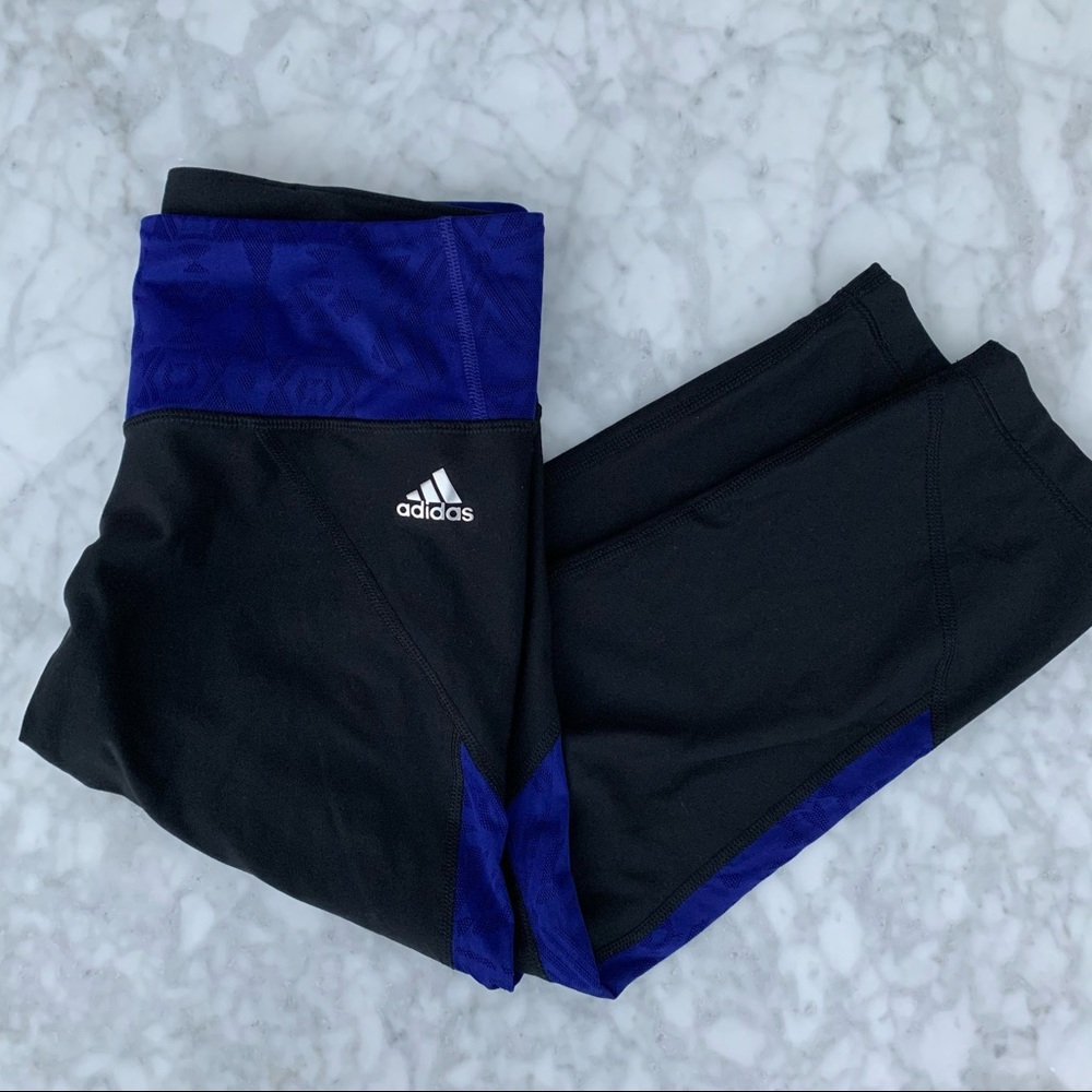 Adidas black and blue Climalite leggings